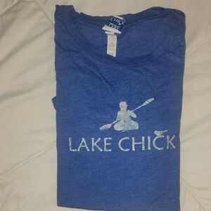Womens Blue Graphic Short Sleeve Tee